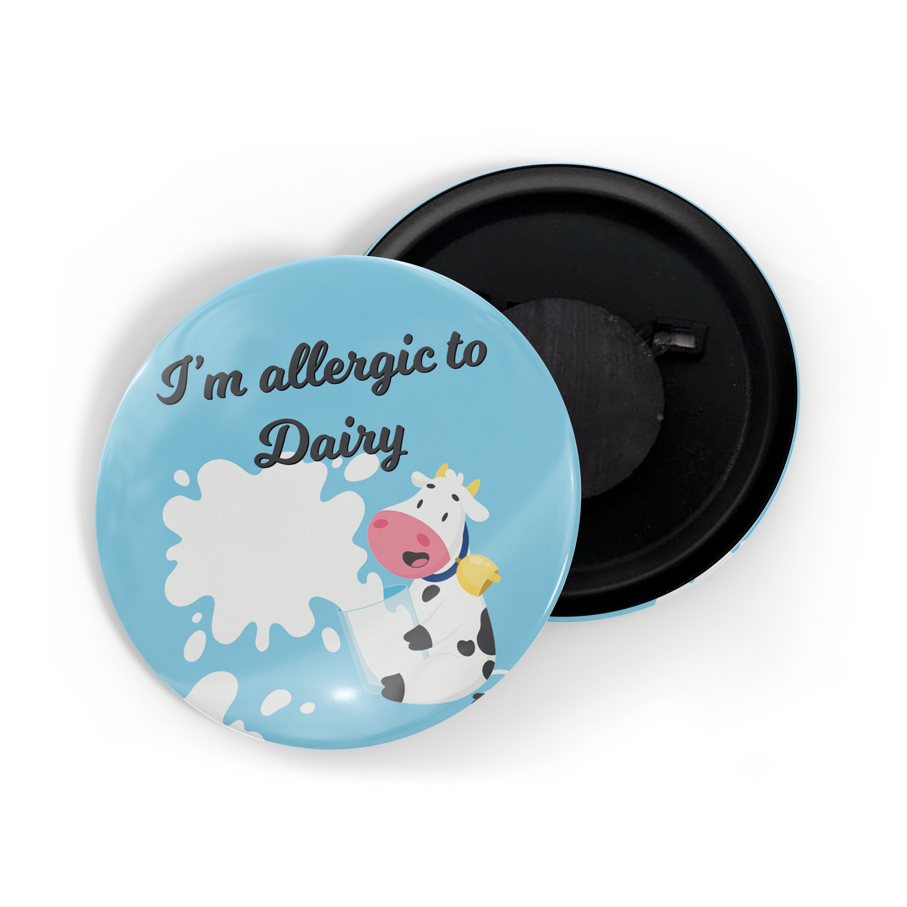 dhcrafts Fridge Magnet Blue I'm Allergic To Milk D1 Glossy Finish Design Pack of 1 (58mm)